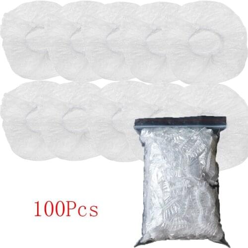 100Pcs/lot Disposable Bath Caps Clear Spa Hair Salon Hotel One-Off Bathing Elastic Shower Hat Bathroom Products Bath Bonnet