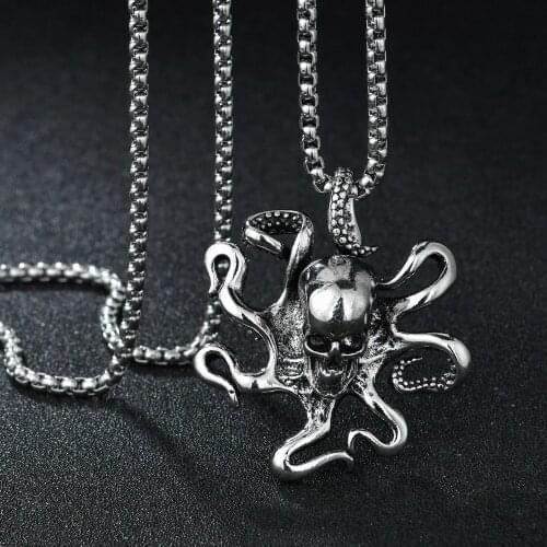 Octopus Sea Monster Pendant Necklace Cthulhu Mythos Mens Necklace Gothic Punk Jewelry New Trend