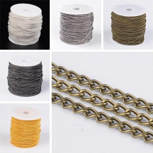 3x5x0.8mm Iron Twisted Chains Curb Chains for DIY Necklace Bracelet Jewelry Making Finding, Lead Free and Nickel Free; 100m/roll