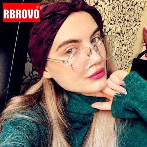 RBROVO 2021 Clear Round Glasses Frame Women Transparent Vintage Eyeglasses Frame Women Retro Computer Glasses Frame Women/Men