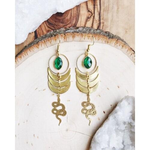 Triple Moon Snake Witch Earrings, Wiccan Jewelry, Snake Earrings, Pagan Jewelry