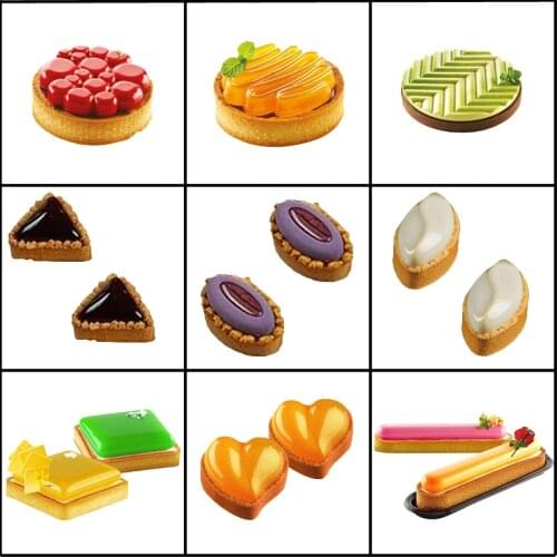 SHENHONG Egg Tart Ring Suit Silicone Cake Molds Chocolate Mousse French Dessert Moulds Pastry Tools Decorating Bakeware Baking