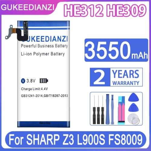 GUKEEDIANZI Replacement Battery HE312 HE309 3550mAh For SHARP Z3 L900S FS8009