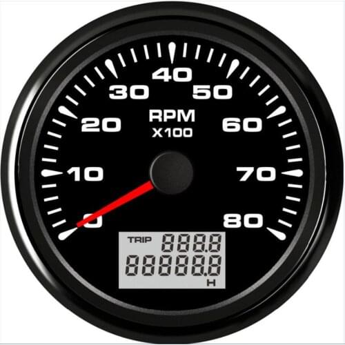 1pc 85mm Auto Modified Tachometers 0-8000RPM Marine Rev Counters Black Revolution Meters 9-32vdc Red Blue or Green Backlight