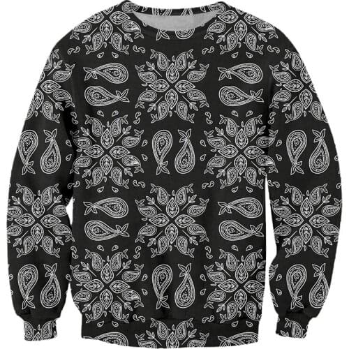 3D Sweatshirts EU Size Black Paisley Bandana Patterns Printed Autumn New Fashion Long Sleeves Shirts Mens Womens Pullovers