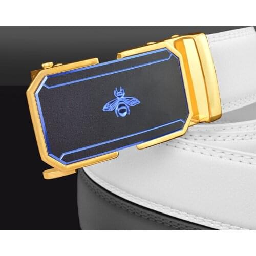 High Quality Bee AutomaticBuckle Designer Belts For Men luxury Belt White Leisure Cintos Masculinos Waist Strap Ceinture Homme