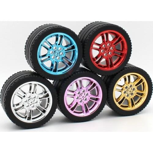 High-Tech 62.3mm D. X 42mm Large Racing Wheel 23800 & 23799 ZR Straight Tread Tire MOC 911 Race Building Blocks Replace Part Toy