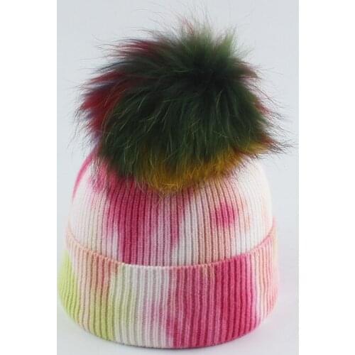 Women Hat Winter Autumn Beanie Wool Knit Real Fur Pompom Warm Skiing Accessory For Teenagers Luxury