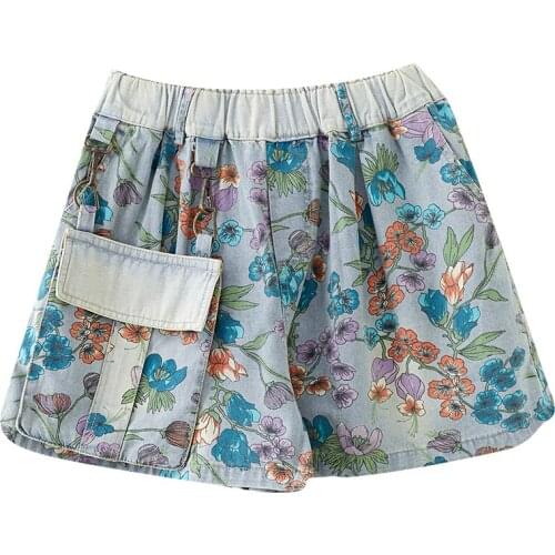 2021 Summer Denim Shorts Women Casual Loose Ladies Fashion Elastic Waist Jeans Female Printed Shorts