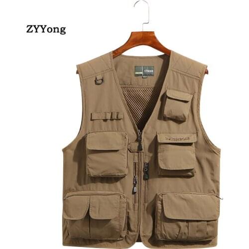 Cotton Vest Coat Fashion Men Photographer Waistcoat Work Army Military Style Jacket Tourism Outdoor Sport Fishing Loose Clothing
