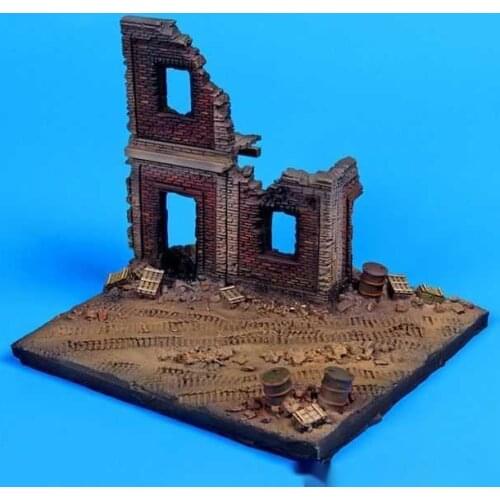 1/72 Resin Die-casting Scene Layout Props Gray Model Scene House Damaged Building Ruin Scene Platform Free Shipping (11×10x9)