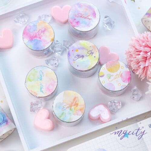 1PC Beautiful Watercolored Gradient Starry PET Decorative Tape Bullet Stickers Diary Notebook Decoration