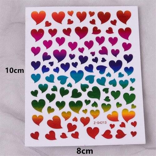 1 Pc Nail Sticker Love Heart Shape Peach Heart Sticker Holiday Color Graphic Colorful Nail Sticker Manicure Accessories