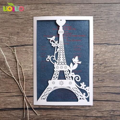 100pcs unique Tower love wedding invitation card laser cut paper priniting invitations model
