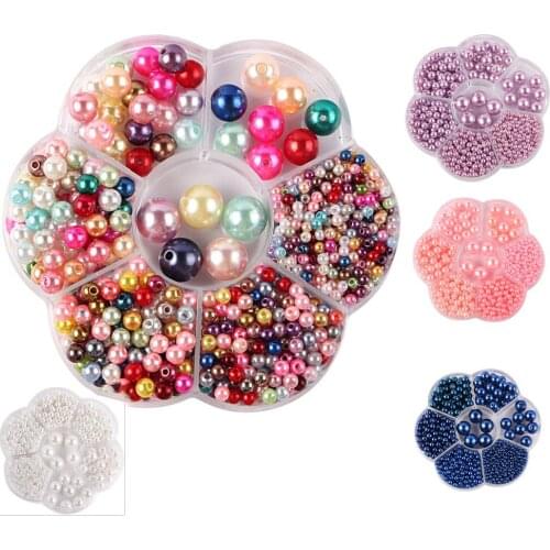 3-12mm Mix Size Pure White/Pearl Wtraight Hole Imitation Plastic Pearl Beads Shoes Bag Needlework Jewelry Decor Making