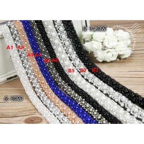3 Yard/Lot Handmade diy clothing collar accessories decorative beaded lace trim 1-3cm black white pearl lace fabric
