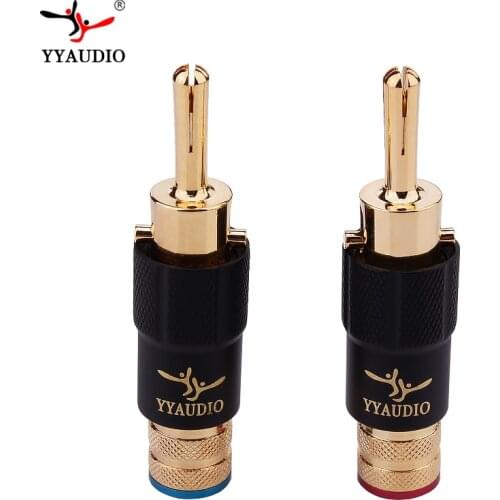 4Pcs High Quality New Copper YYAUDIO Speaker Cable Banana Plug with Lock Speaker Amplifier Connector