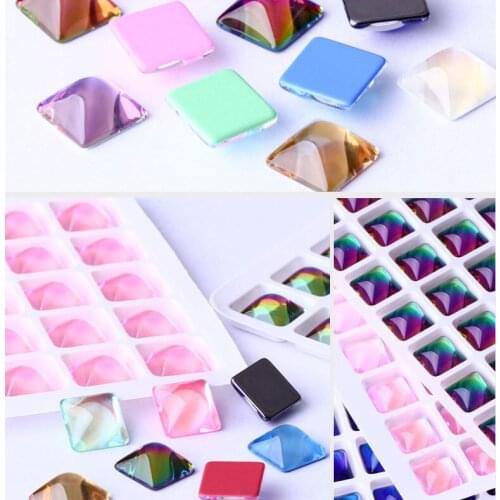 45Pcs/pack Square Glass Rhinestones For Nail Flatback Crystal Non HotFix Stones Strass Glitters For Fabric Nail Art Decoration