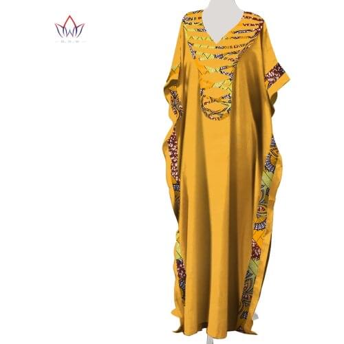 V Neck Dashiki African Dresses for Women Colorful Daily Causal Loose African Dresses for Women Ankle-Length Dress WY5497