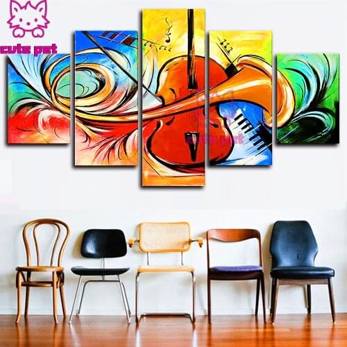 Diamond painting Abstract musical instrument violin pictures mosaic art diamond embroidery icons new hot decoration salon 5PCS