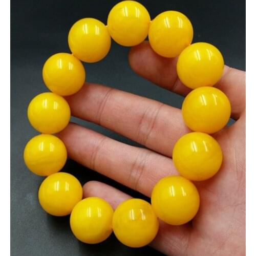 Explosion Natural Amber Beeswax Old Stone Abacus Bead For Men Hand Bracelet Yellow Bangle for men big size 15mm