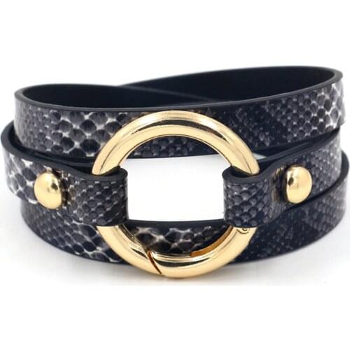 Black Round Circle Leopard Print Trendy Classic Neon Fashion Cuff Bangle Leather Women Bracelets Female Jewelry Party Gift