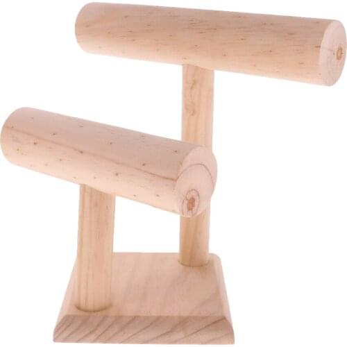 Wood T-bar Jewelry Display Stands for Bracelet Chain Watch holder Jewelry Organizer Rack Packgaing Shelf