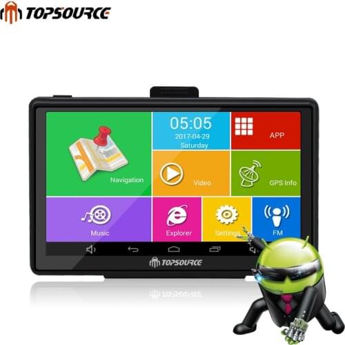 TOPSOURCE GPS Capacitive Screen Navigation 7 Inch HD Android 8GB DDR800MHZ Vehicle Truck GPS Europe/US/Navitel Map Free Upgarade