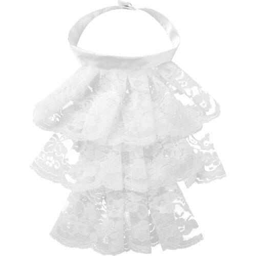Fake Collar Victorian Renaissance Detachable Ruffled Lace Jabot Neck Collar Steampunk Stage Party Dress Costume Accessory