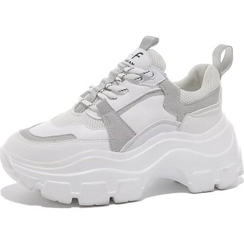 Sneakers Women Thick Bottom Daddy Shoes Spring Drop shipping Thick Bottom Round Toe Breathing Leisure Women Shoes Plus Size