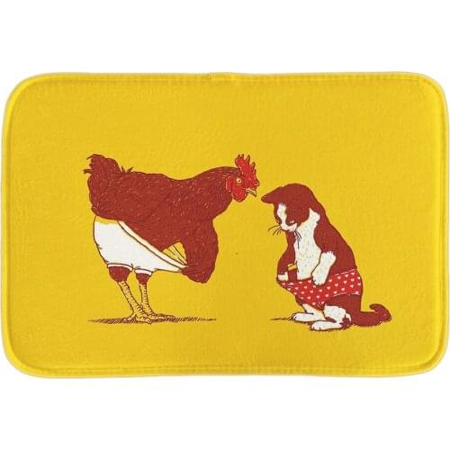 Cute Animals Doormat Cat And Chicken Show Me Yours And I'll Show You Mine Door Mat For Home Office Bedroom Short Plush Mats