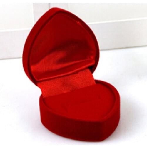 Cute Red Carrying Cases Foldable Red Heart Shaped Ring Box For Rings Lid Open Velvet Display Box Jewelry Wedding Package
