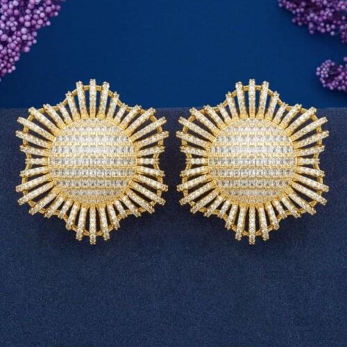 ModemAngel Exquisite Flower Shape Full Mirco Pave Cubic Zircon For Bridal Wedding Party Women Earring African Jewelry