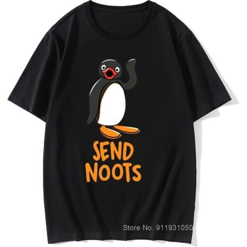 Send Noots Pingu Tshirts Men Cotton T Shirts Penguin Series Meme 90s Retro Cute Christmas Day Tee Shirt