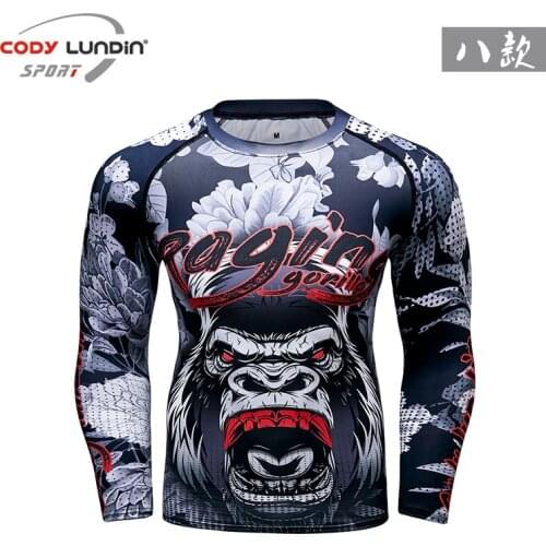 Mens Workout Compression Shirt Gym Long Sleeve Sports Tee Tops Rashgard Tight Muscle Training Quick Dry Running Fitness T Shirts