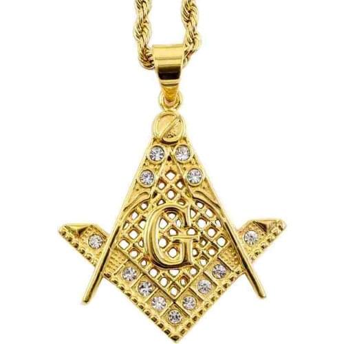 Necklace Men Freemasonry Necklace Gold color Necklace Religious pendant
