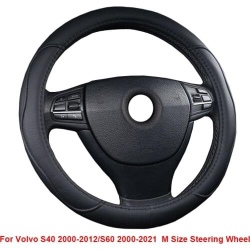 Car Steering Wheel Cover Wrap For Volvo S40 2000 - 2012 S60 2000 - 2015 2016 2017 2018 2019 2020 2021 M Size Steering Wheel