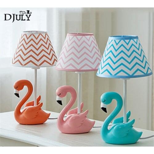 Flamingo Resin Table Lamps Art Deco Girl Bedroom Bedside Lamp Model Room Childrens Study Desk Reading Led Lighting Table Lights