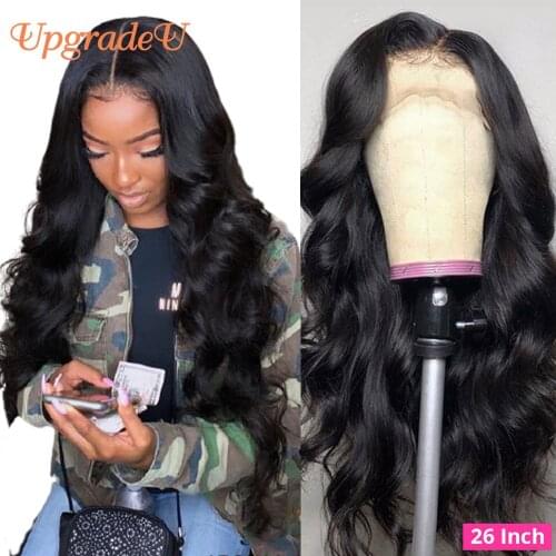 UpgradeU 4x4 Lace Closure Human Hair Wigs Prepluck Body Wave Lace Part Wigs For Women Brazilian 13x1 Lace Front Human Hair Wig
