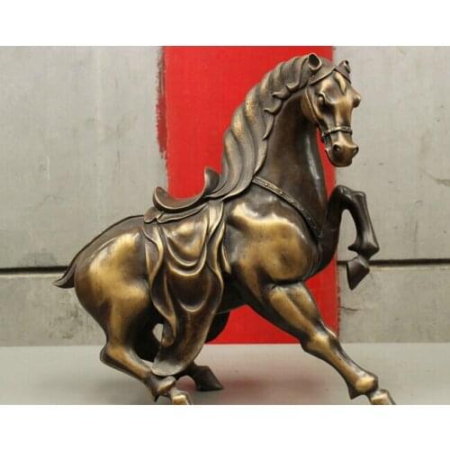 Wholesale factory 16 Folk Chinese Bronze Copper Wealth Zodiac Year horse Knight Statue Sculpture 25% off