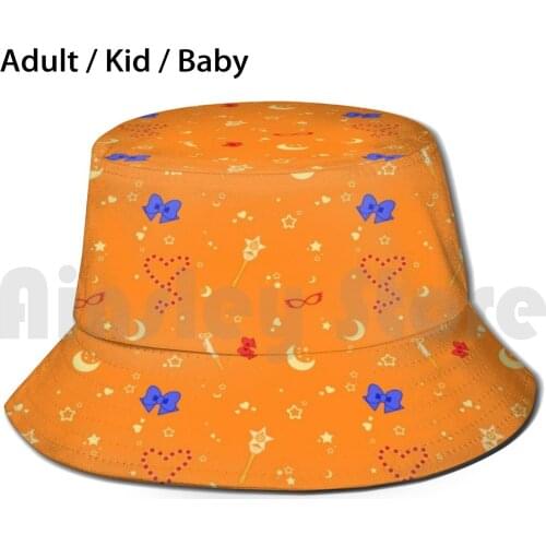 Sailor Venus Pattern Bucket Hat Adult kid baby Beach Sun Hats Sailor Moon Sailormoon Sailor Moon Venus Sailorvenus Sailor