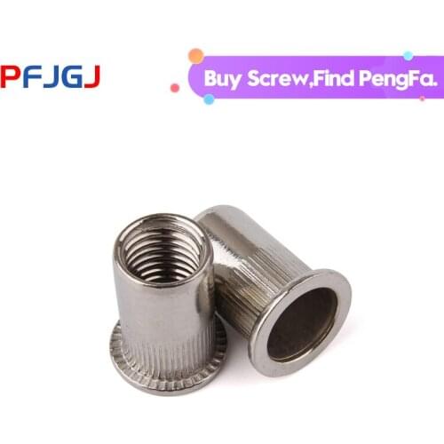 Peng Fa 304 Stainless Steel Flat Head Riveting Nut with Vertical Ribbed Stripes M3M4M5M6M8M10M12