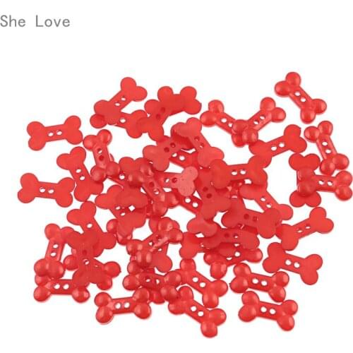 Chzimade 50pcs Dog Bone Plastic Buttons DIY Kids Appliques Craft Sewing Cartoon Candy Color DIY Needlework
