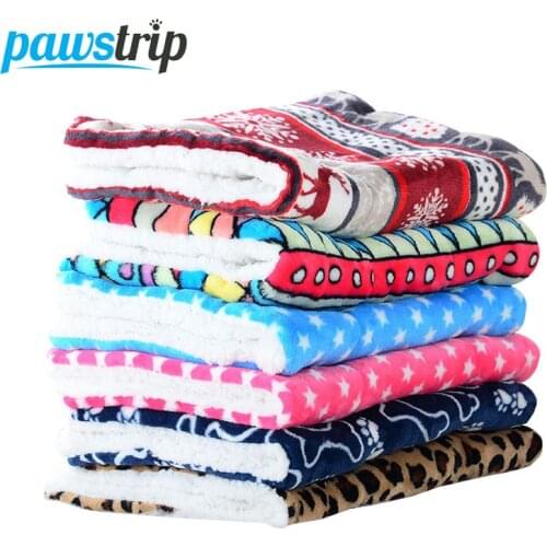 Pawstrip Coral Fleece Dog Bed Mat Puppy Cushion Warm Cat Beds Soft Pet Blanket Teddy Thickening Winter Dog Cage Beds Cama Perro