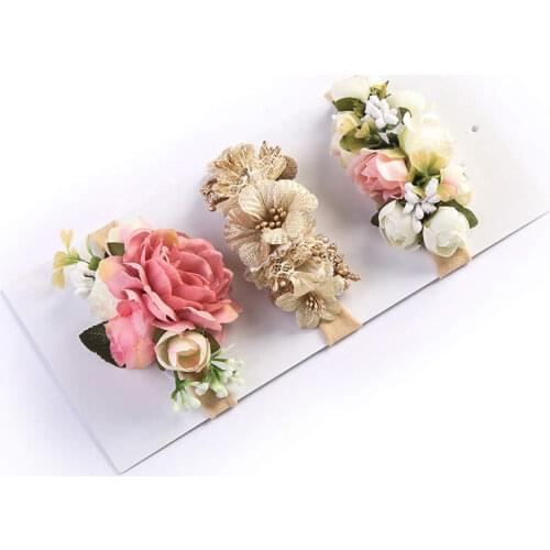 Wecute DIY Boho Baby Girl Headband Flower Super Soft Nylon Flower Hair Band Kids Hair Accessories