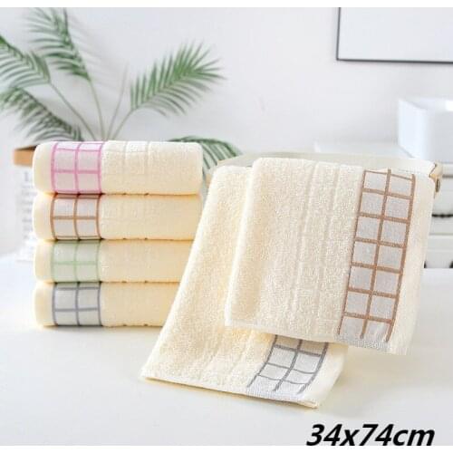 Simple And Fashionable Plaid Cotton Jacquard Face Towel School Dormitory Beach Swimming Portable Couple Wedding Gift Washcloth