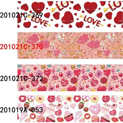 50 yards/lot) Hot sale 1 inch pink donuts and heart printed happy Valentines Day grosgrain ribbon