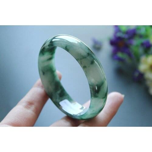 Certified Green Natural A Jadeite Jade Bangle Bracelet Oval Shape 55--61mm