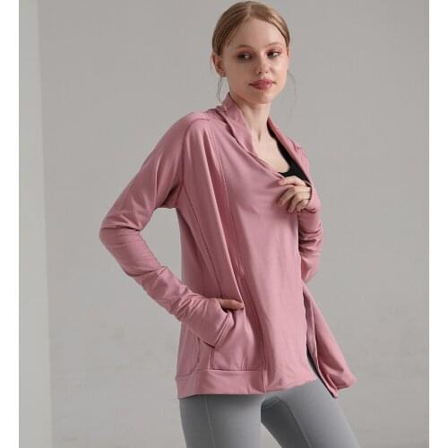 Sports Jacket Women 's Casual Fitness Clothes Top Elastic Quick-dry Slim Running Training Long-sleeved Cardigan Yoga Jacket