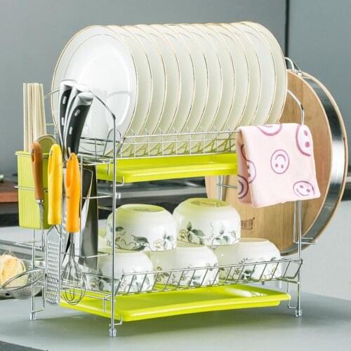 2 Tier Stainless Steel Dish Drying Rack Washing-Up Drainer Plate Tableware Table Setting Kitchen Organizer